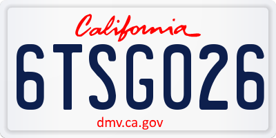 CA license plate 6TSG026