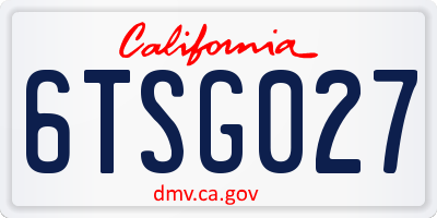 CA license plate 6TSG027