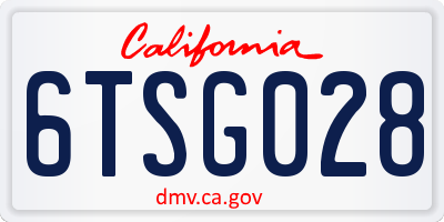 CA license plate 6TSG028