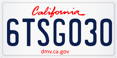 CA license plate 6TSG030