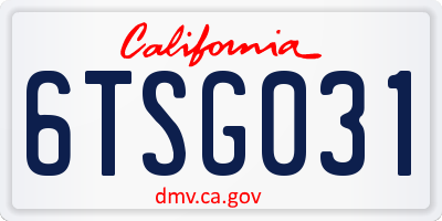 CA license plate 6TSG031
