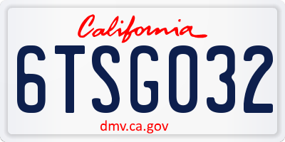 CA license plate 6TSG032