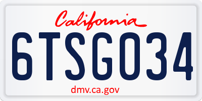 CA license plate 6TSG034