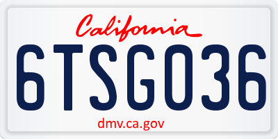 CA license plate 6TSG036