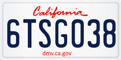 CA license plate 6TSG038