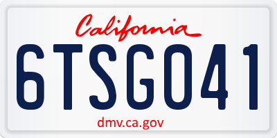 CA license plate 6TSG041