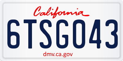 CA license plate 6TSG043