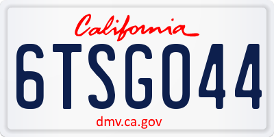 CA license plate 6TSG044