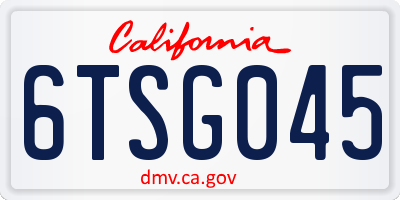 CA license plate 6TSG045