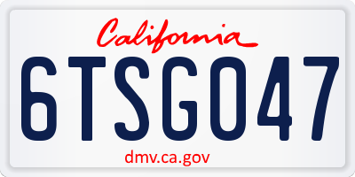 CA license plate 6TSG047