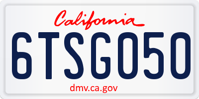 CA license plate 6TSG050