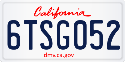 CA license plate 6TSG052