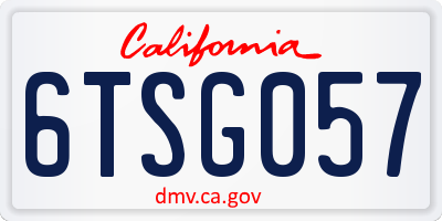 CA license plate 6TSG057