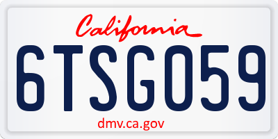 CA license plate 6TSG059