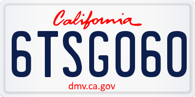 CA license plate 6TSG060