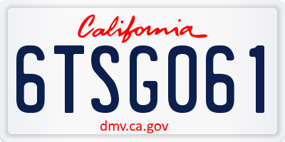 CA license plate 6TSG061
