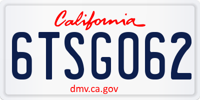 CA license plate 6TSG062