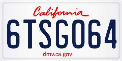 CA license plate 6TSG064
