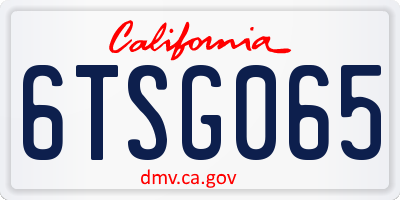 CA license plate 6TSG065