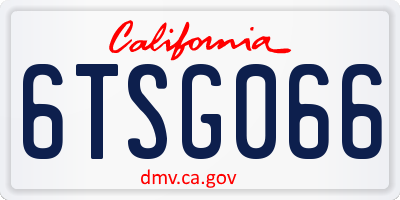 CA license plate 6TSG066