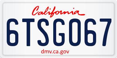 CA license plate 6TSG067