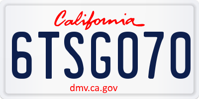 CA license plate 6TSG070