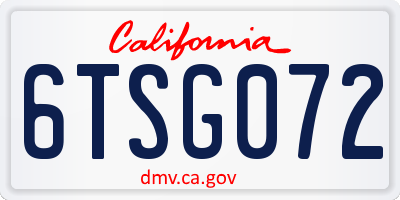 CA license plate 6TSG072