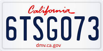 CA license plate 6TSG073