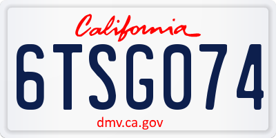 CA license plate 6TSG074