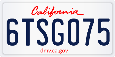 CA license plate 6TSG075