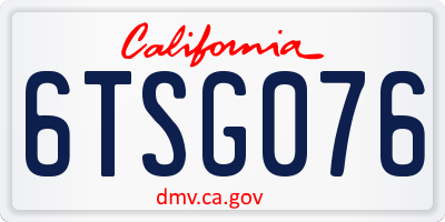 CA license plate 6TSG076