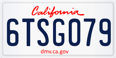 CA license plate 6TSG079