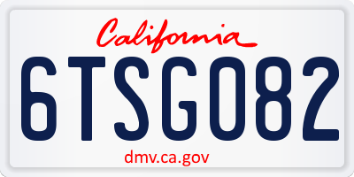 CA license plate 6TSG082
