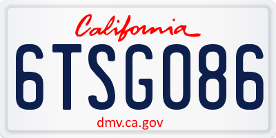 CA license plate 6TSG086