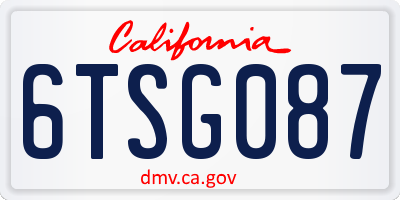 CA license plate 6TSG087