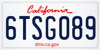 CA license plate 6TSG089