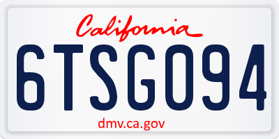 CA license plate 6TSG094