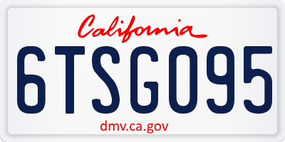 CA license plate 6TSG095