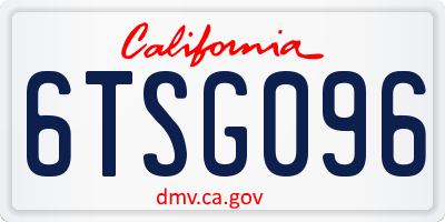 CA license plate 6TSG096