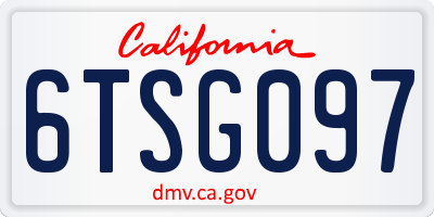 CA license plate 6TSG097