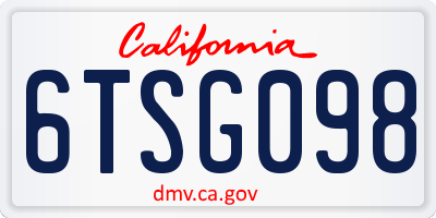 CA license plate 6TSG098