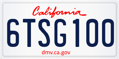 CA license plate 6TSG100