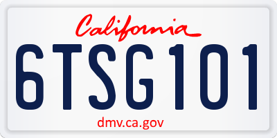 CA license plate 6TSG101