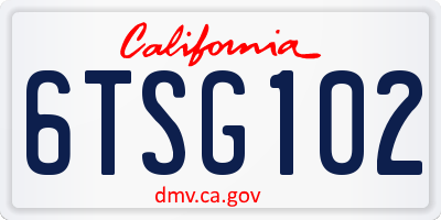 CA license plate 6TSG102
