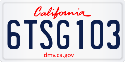 CA license plate 6TSG103