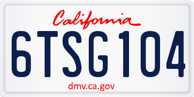 CA license plate 6TSG104