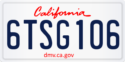 CA license plate 6TSG106