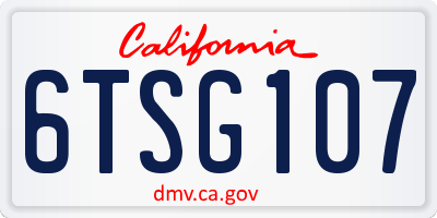 CA license plate 6TSG107