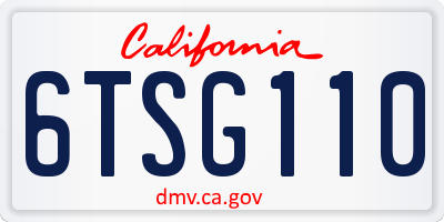 CA license plate 6TSG110