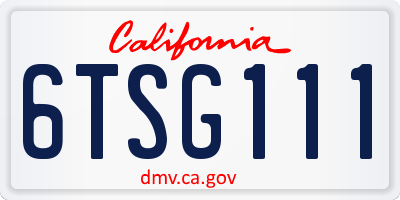 CA license plate 6TSG111